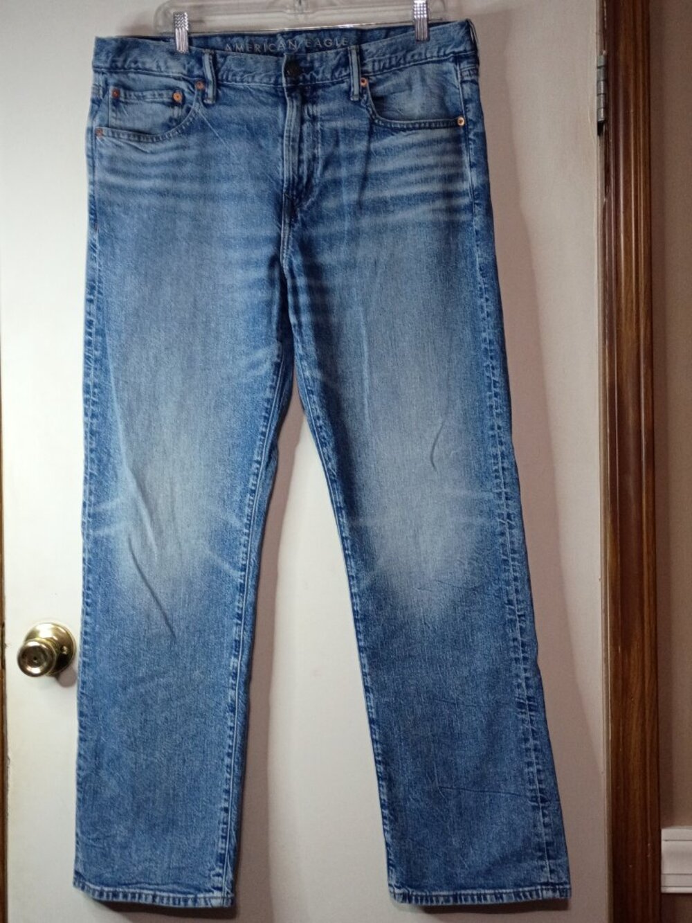American Eagle Flex Straight Leg Jeans Men's 36x32 Medium Wash Stretch Denim